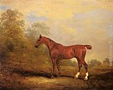 Cecil, a favorite Hunter of the Earl of Jersey in a Landscape by John Ferneley Snr